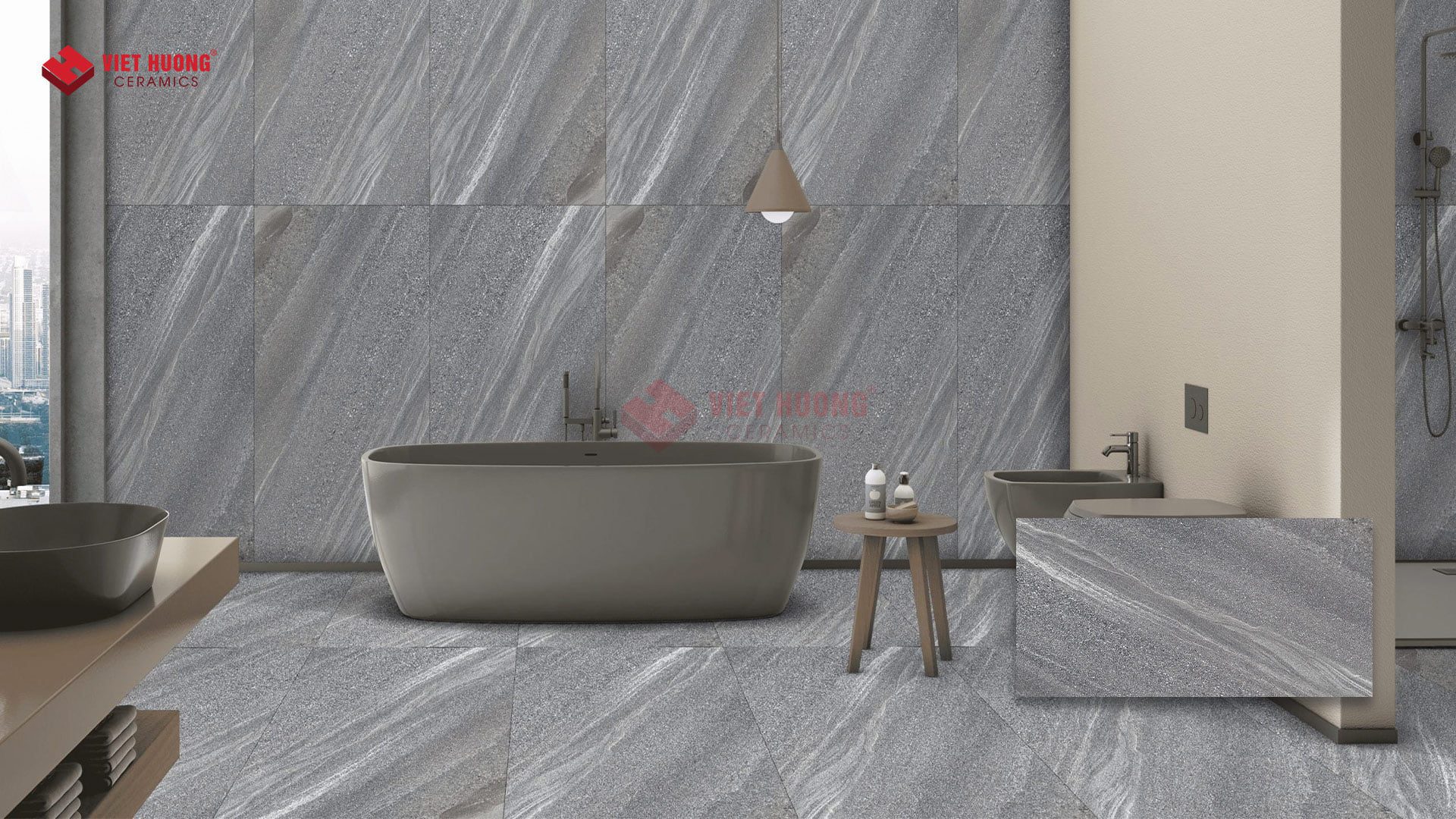 Top 20+ mẫu gạch giả bê tông được ưa chuộng nhất năm 2025 Gạch satin giả bê tông ốp lát nội thất - 612SABL