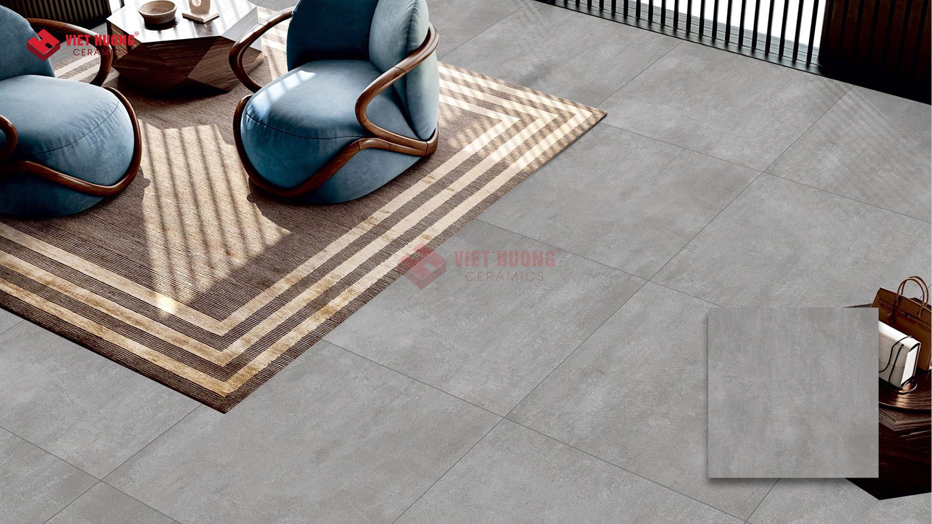 Top 20+ mẫu gạch giả bê tông được ưa chuộng nhất năm 2025 Phòng khách lát nền gạch giả xi măng - 80T-5016