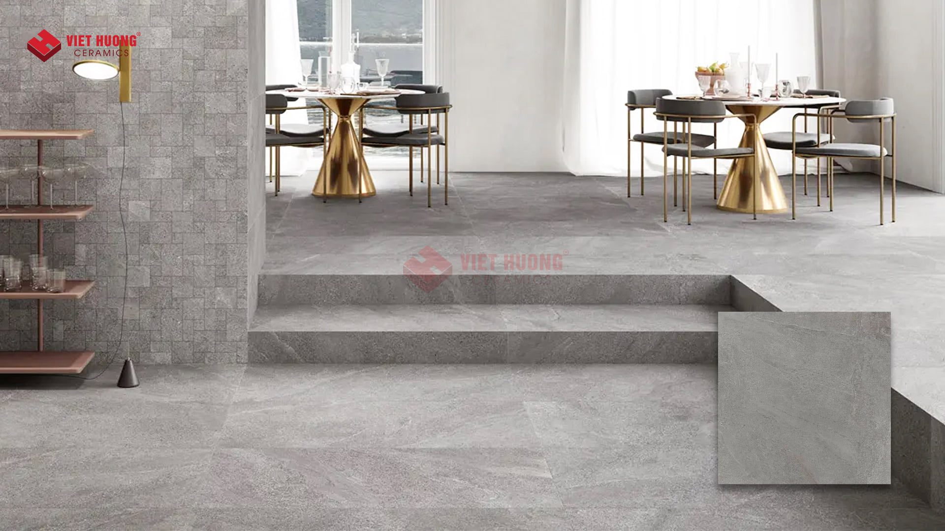 Top 20+ mẫu gạch giả bê tông được ưa chuộng nhất năm 2025 Gạch Italia giả xi măng lát nền nhà hàng sang trọng - TUNE