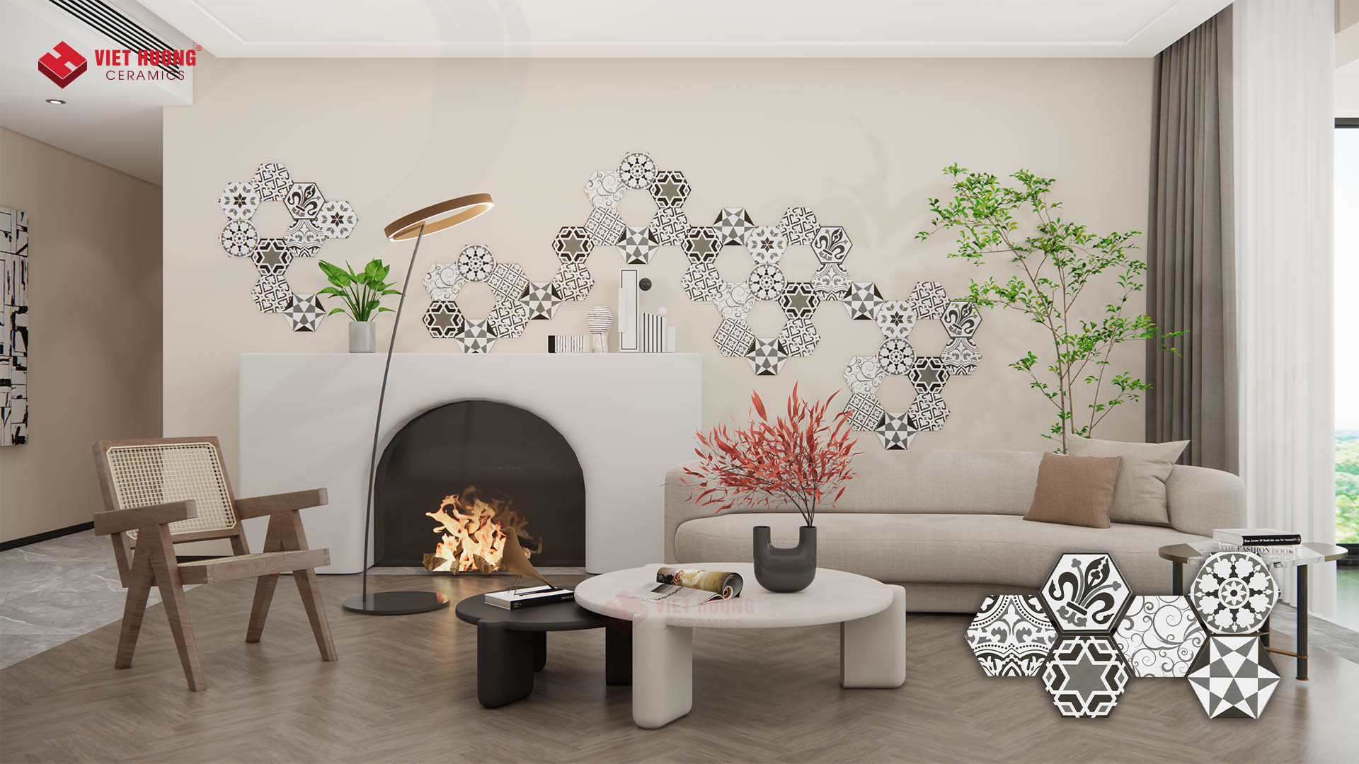 Top 20+ mẫu gạch bông cổ điển - Gạch bông xưa ký ức một thời Gạch bông lục giác cổ điển trang trí tường phòng khách - 2023N23401