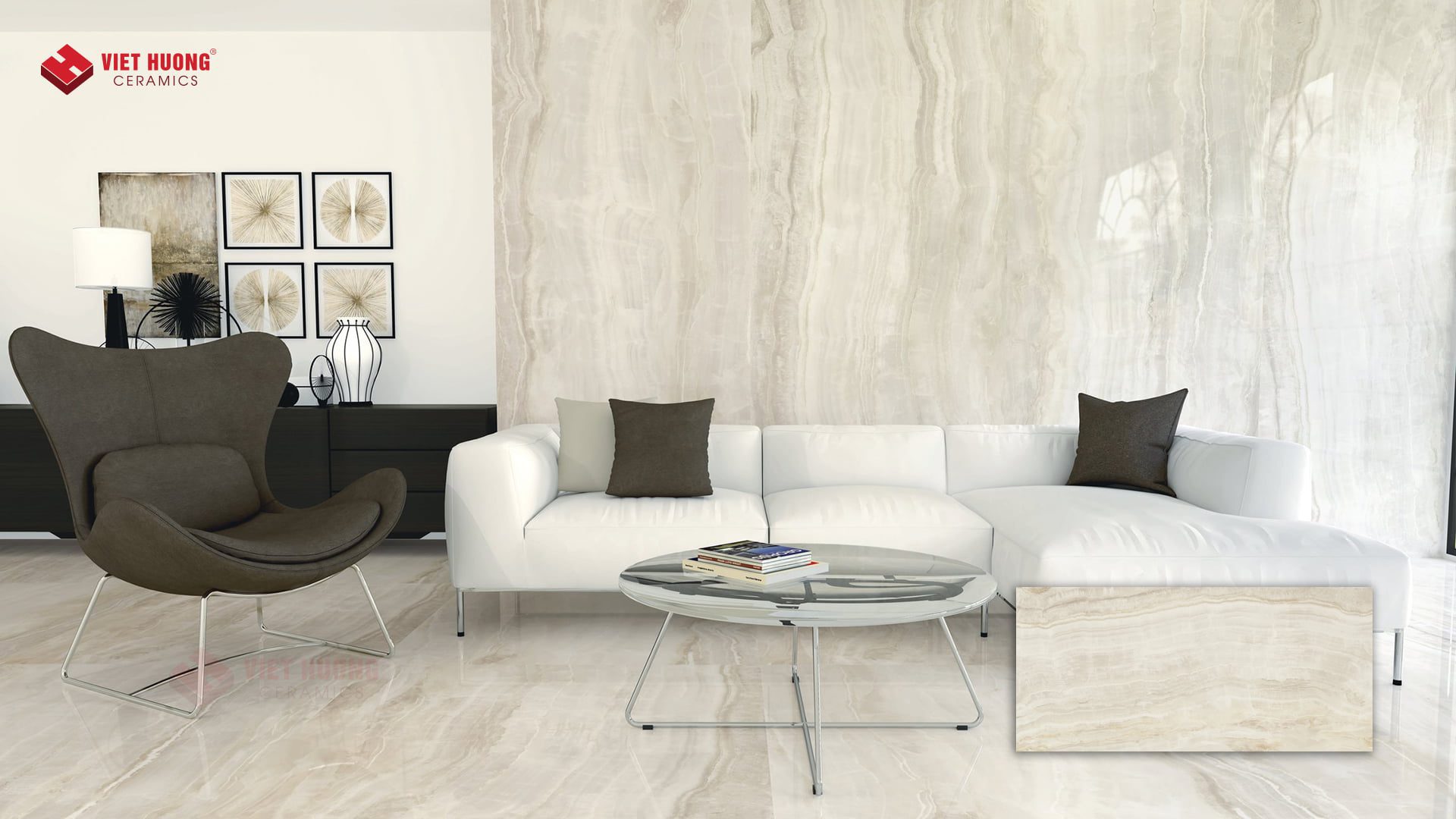 Top 30+ mẫu gạch ốp lát Tây Ban Nha nhập khẩu cao cấp Gạch ốp lát phòng khách Tây Ban Nha - Queen Ivory Pulido