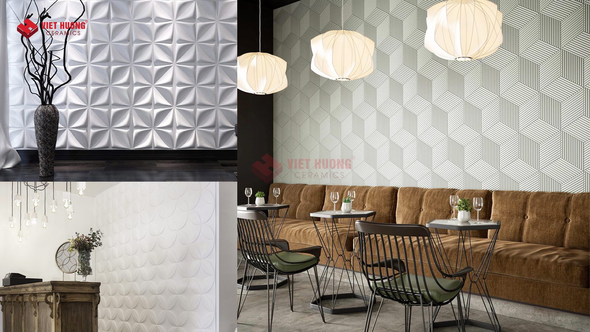 Tường quán cafe trang trí gạch 3D đẹp