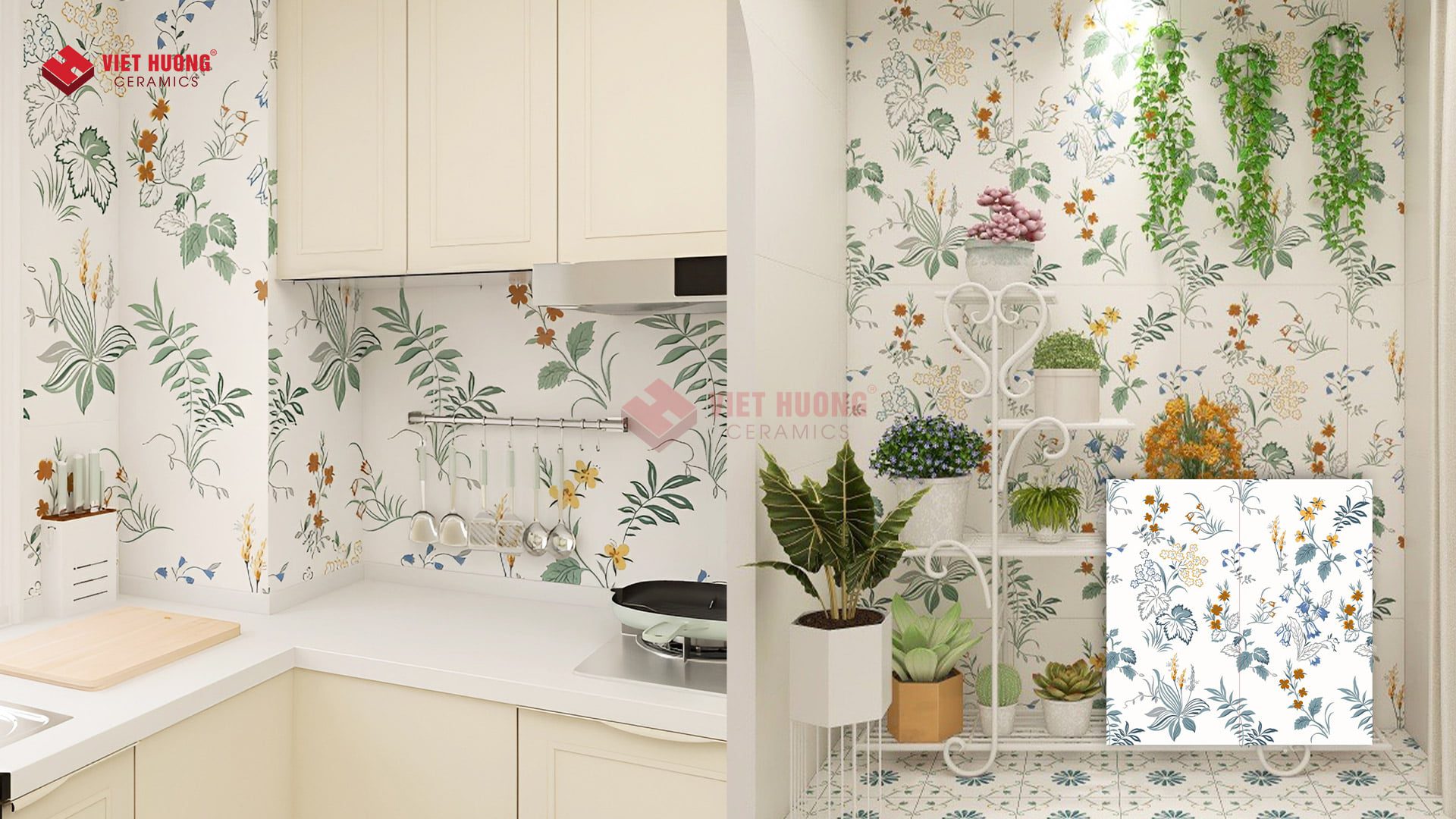 Gạch hoa văn trang trí tường bếp đẹp - 612M61208H