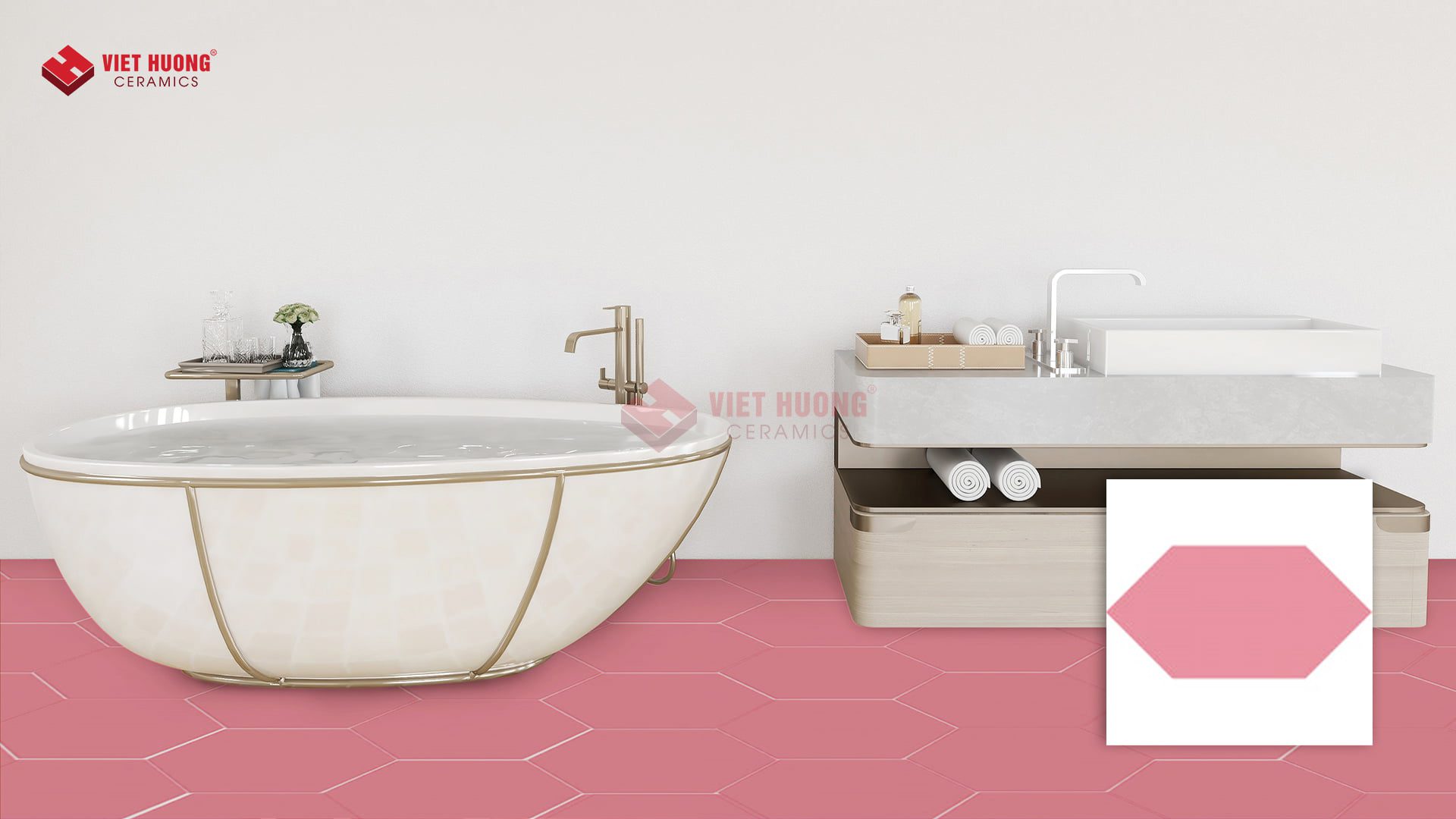 Cách lát gạch trên nền gạch cũ: Hướng dẫn chi tiết từ A đến Z Gạch màu hồng lát nền nhà tắm - VH R-P2