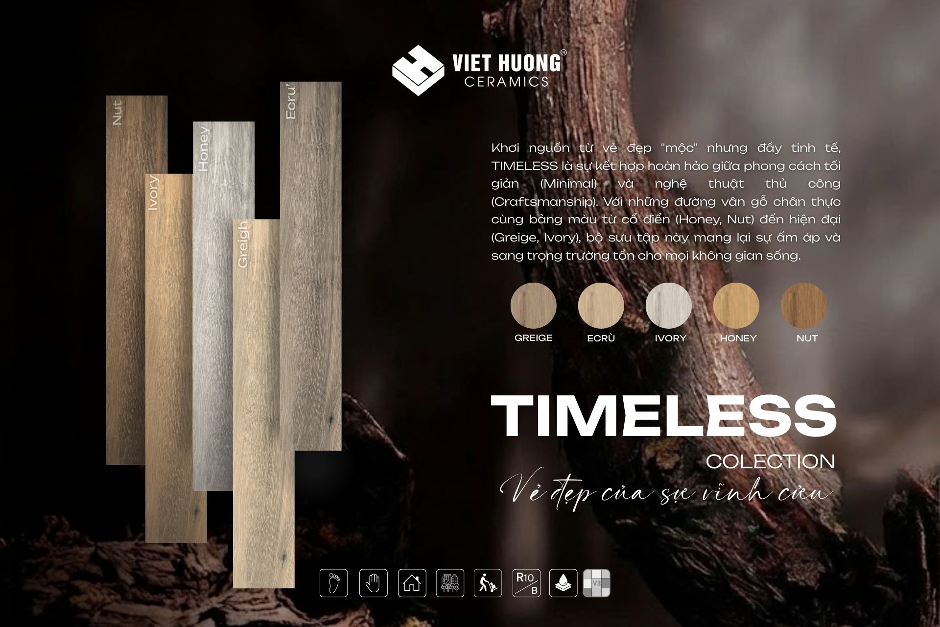 Bộ sưu tập gạch vân gỗ cao cấp Timeless & Dream - Giải pháp thay thế sàn gỗ hiện đại & bền vững Gạch vân gỗ cao cấp Timeless & Dream – giải pháp thay thế sàn gỗ chống nước, ổn định và bền bỉ theo thời gian.