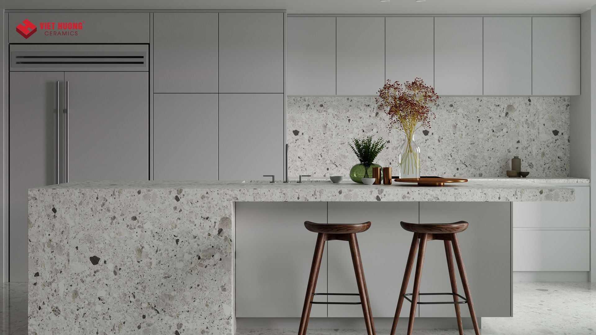 Top 30+ mẫu gạch ốp tường bếp đẹp và kinh nghiệm chọn gạch ốp bếp phải nắm Gạch ốp tường bếp màu trắng sáng sủa