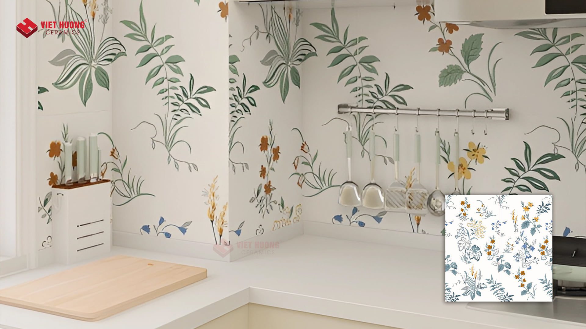 Top 30+ mẫu gạch ốp tường bếp đẹp và kinh nghiệm chọn gạch ốp bếp phải nắm Gạch hoa văn trang trí bếp - 612M61208H