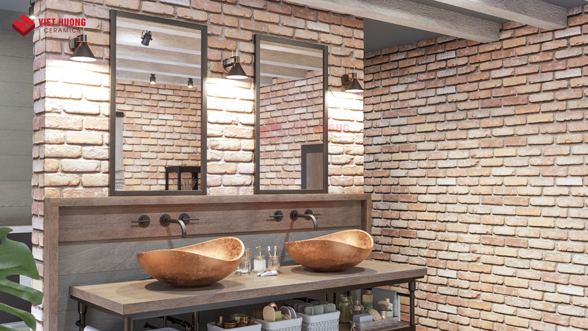 Gạch cổ bìa là gì? Ứng dụng của gạch cổ bìa trong trang trí nội ngoại thất Phòng tắm ốp gạch cổ bìa phong cách Scandinavian
