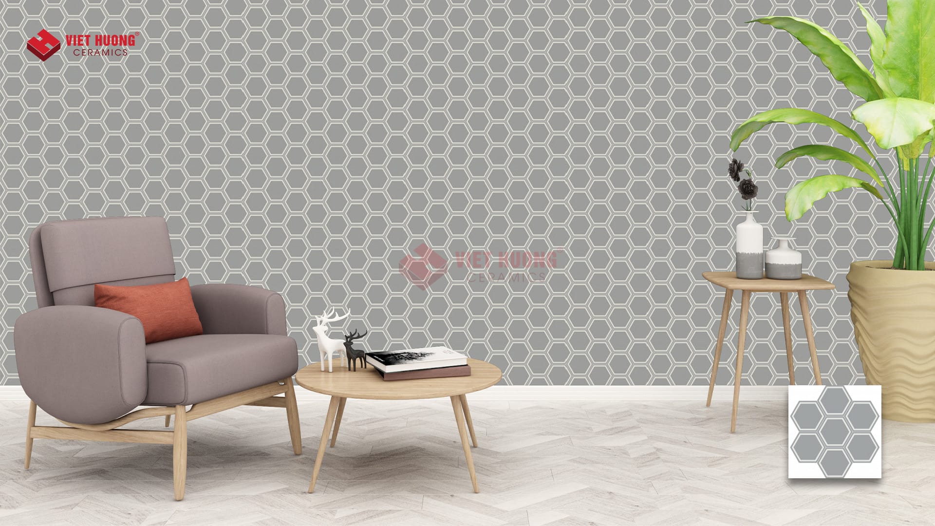 Phong cách scandinavian là gì? Những mẫu gạch ốp lát cho phong cách kiến trúc scandinavian phổ biến Gạch lục giác ốp tường tạo điểm nhấn cho phòng tắm Scandinavian - VH H404.6(4-9)