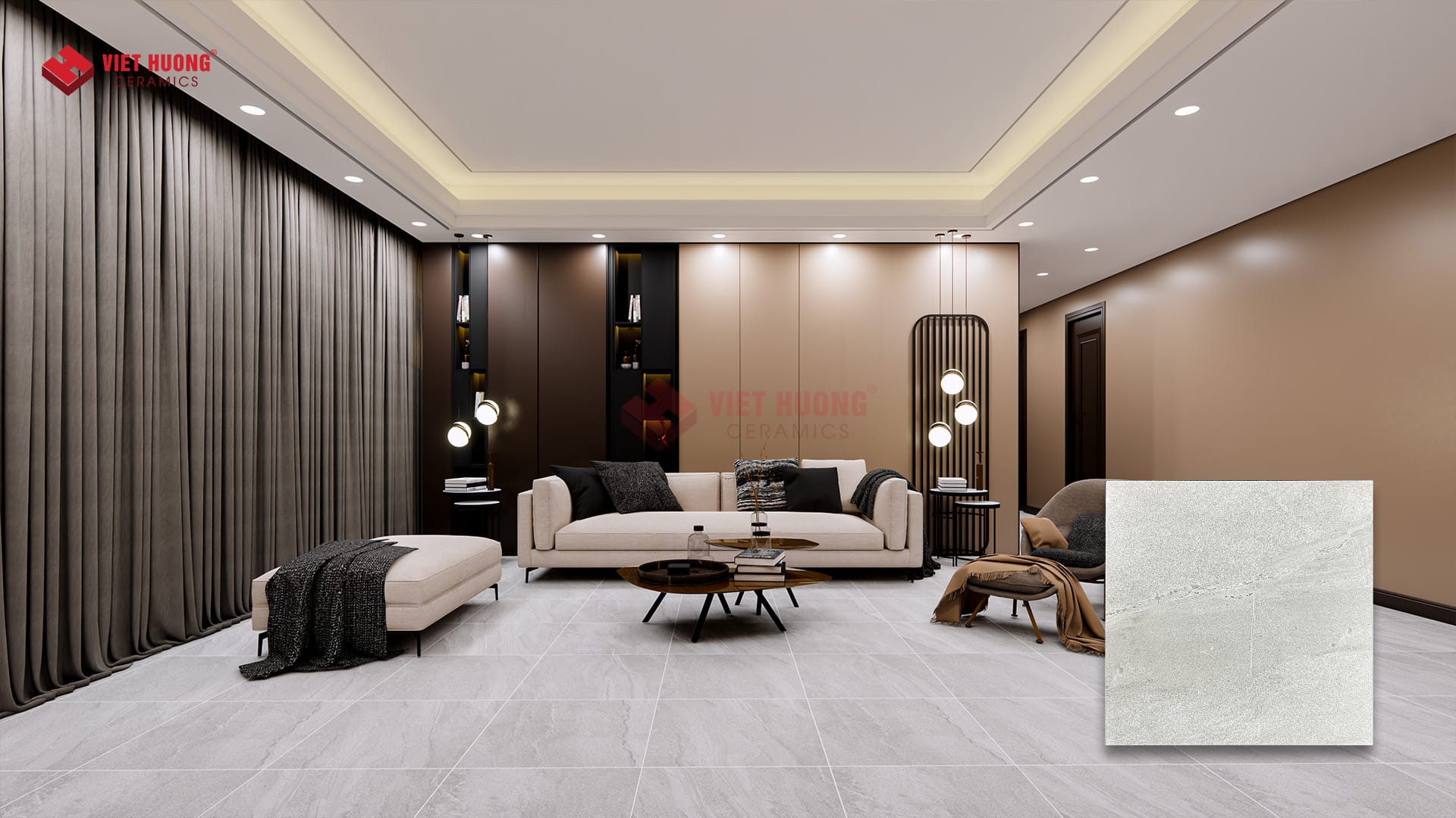 Phong cách industrial là gì? Những mẫu gạch ốp lát cho phong cách kiến trúc công nghiệp phổ biến Gạch vân đá màu xám lát nền phòng tắm industrial - 606336M