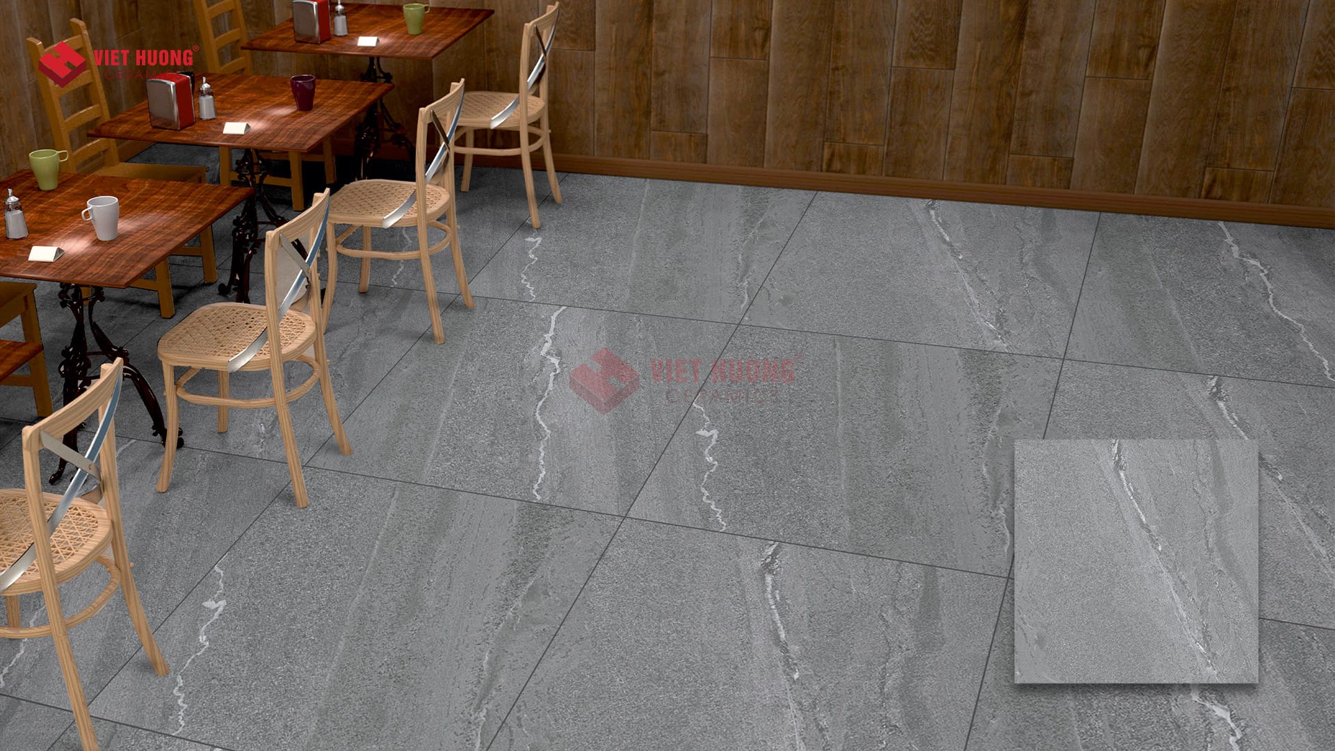 Phong cách industrial là gì? Những mẫu gạch ốp lát cho phong cách kiến trúc công nghiệp phổ biến Gạch giả bê tông lát nền phòng khách industrial - 100CAGR