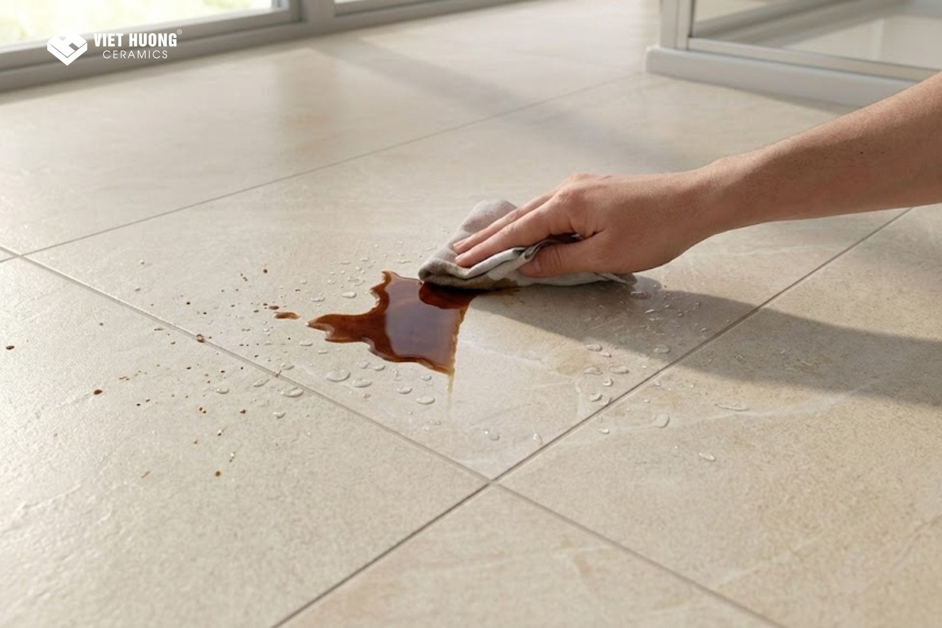 Giải mã sức mạnh công nghệ ADVANCE trong bộ sưu tập Anger: Khi gạch ốp lát trở thành “Lá chắn” sức khỏe Bề mặt gạch tự phân rã vết bẩn hữu cơ, dễ dàng vệ sinh.