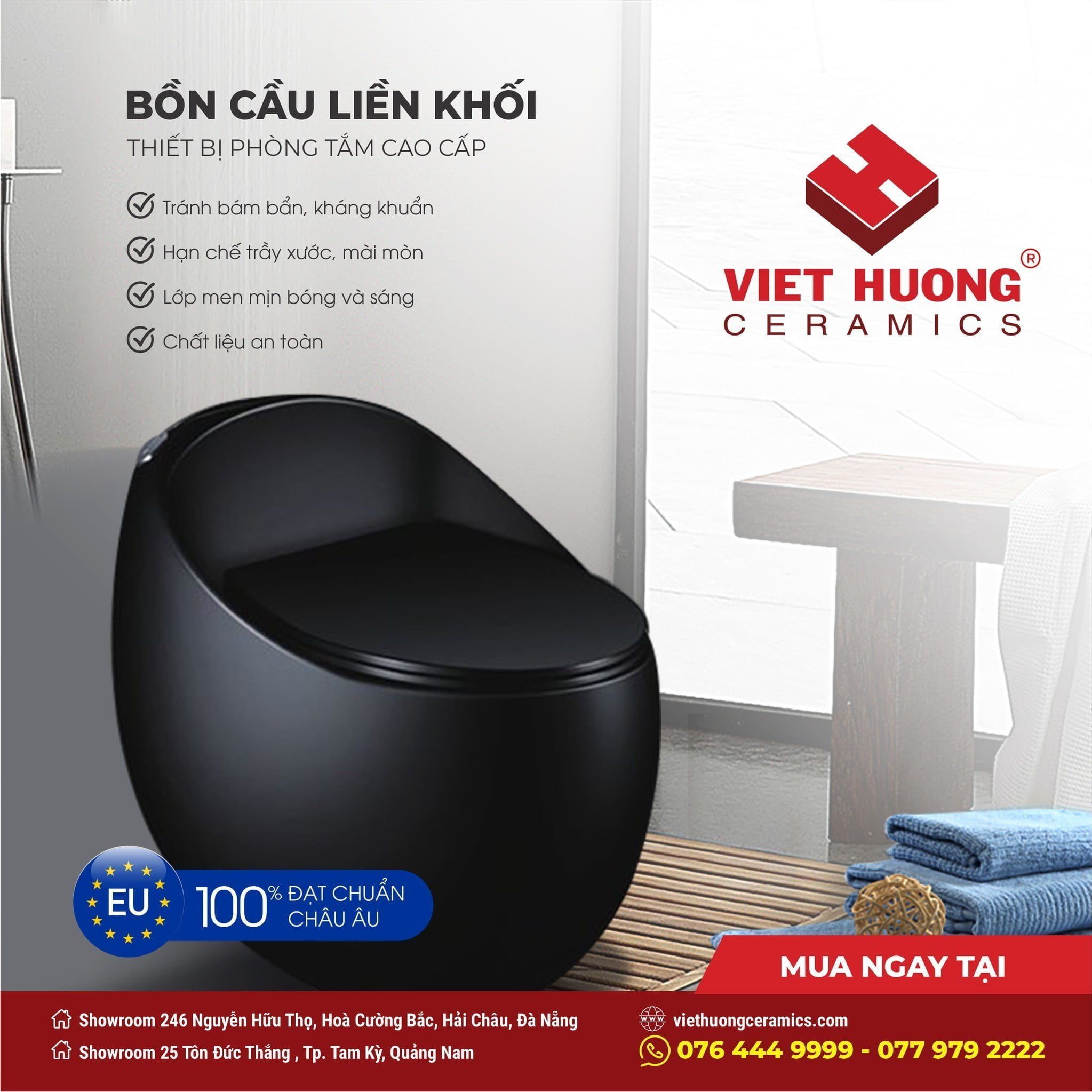 KHÔNG GIAN THIẾT BỊ VỆ SINH CAO CẤP TẠI SHOWROOM VIỆT HƯƠNG CERAMICS bon cau kho cao cap rohency