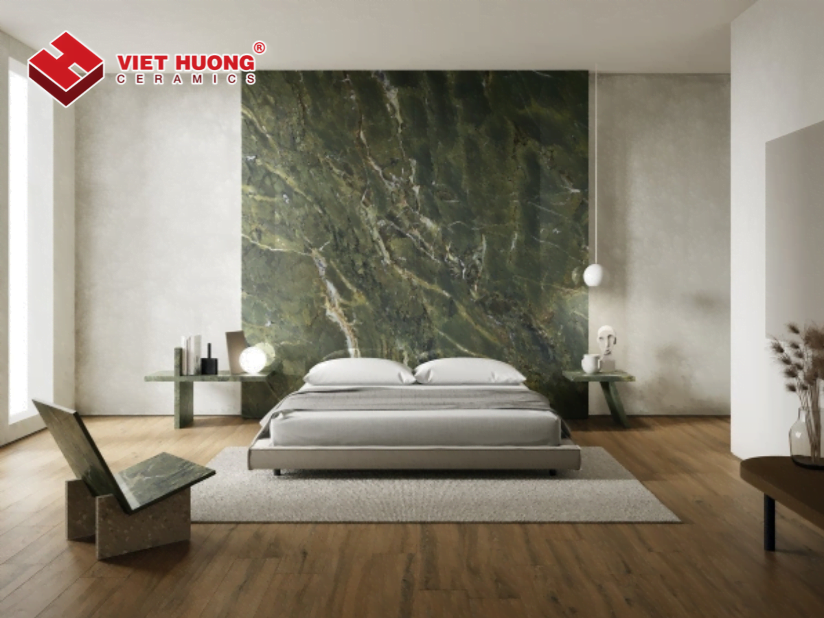 Hình 5: Gạch vân đá marble tạo cảm giác thư thái, nâng cao thẩm mỹ cho phòng ngủ